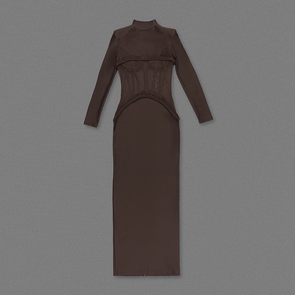 Aurohaya Laurence Mock Neck Corset Maxi Dress