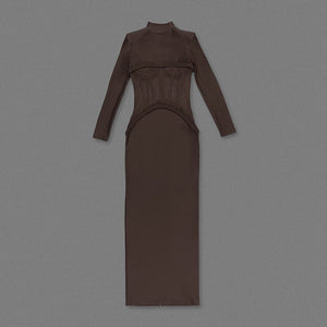 Aurohaya Laurence Mock Neck Corset Maxi Dress