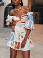 Aurohaya Modern Sophisticated Art Graffiti Floral Print Mini Dress Multicolor
