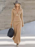Casual Half-zip Collar Maxi Dress