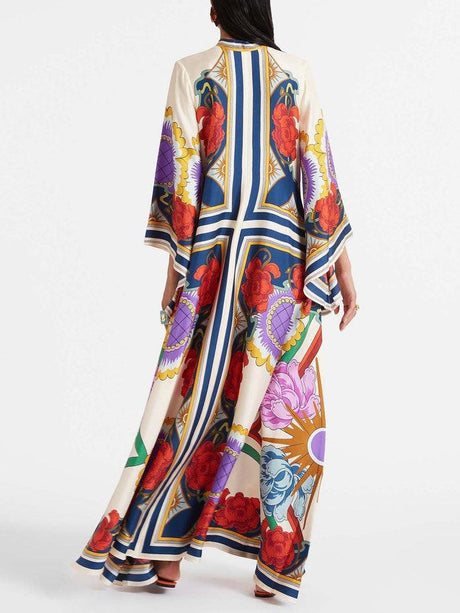 Aurohaya Unique Ethnic Floral Print Flowing Maxi Dress