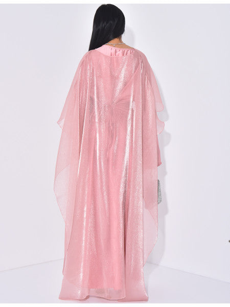 Tie-up dress and iridescent veil set