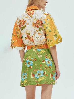 Aurohaya Unique contrasting floral print mini dress