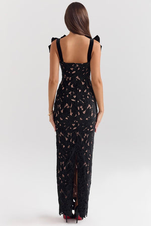 Aurohaya Elegant Bow Strap Festive Maxi Dress