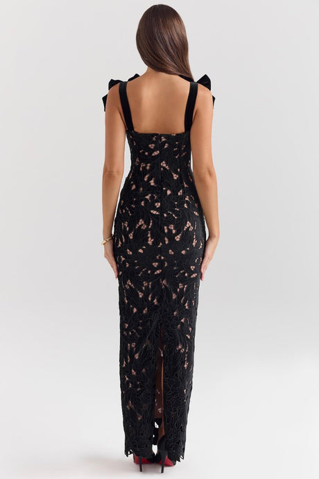 Aurohaya Elegant Bow Strap Festive Maxi Dress