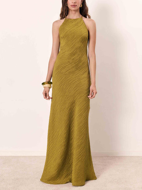 Aurohaya Elegant Sexy Backless Lace-Up Party Maxi Dress