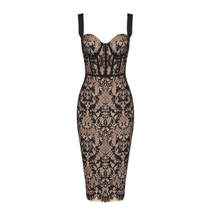 Aurohaya Thalia Lace Corset Midi Dress