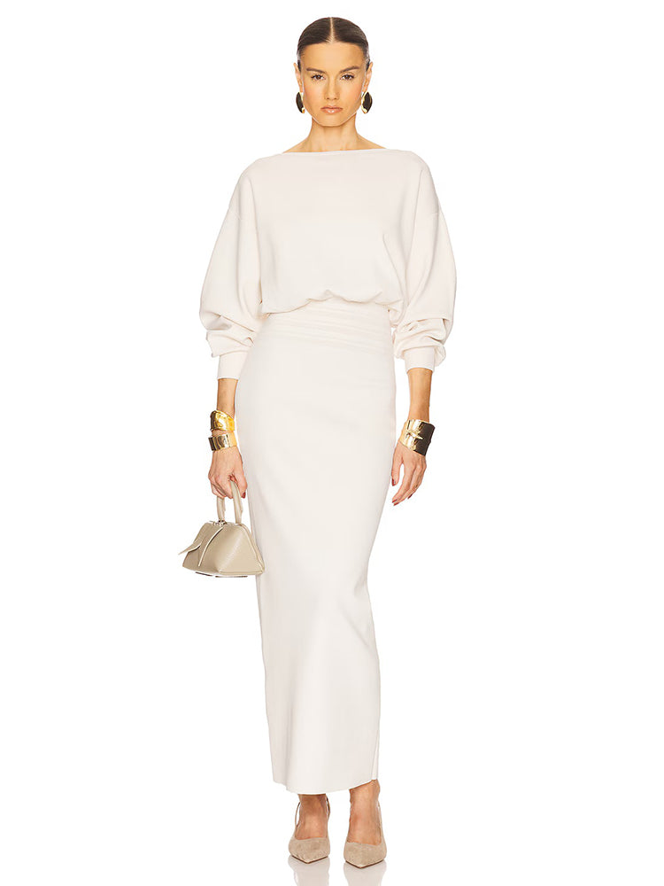 Aurohaya Édith Long Sleeve Knit Maxi Dress