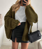 Women’s Oversized Lantern Sleeve Cardigan – Lightweight Fall Knit