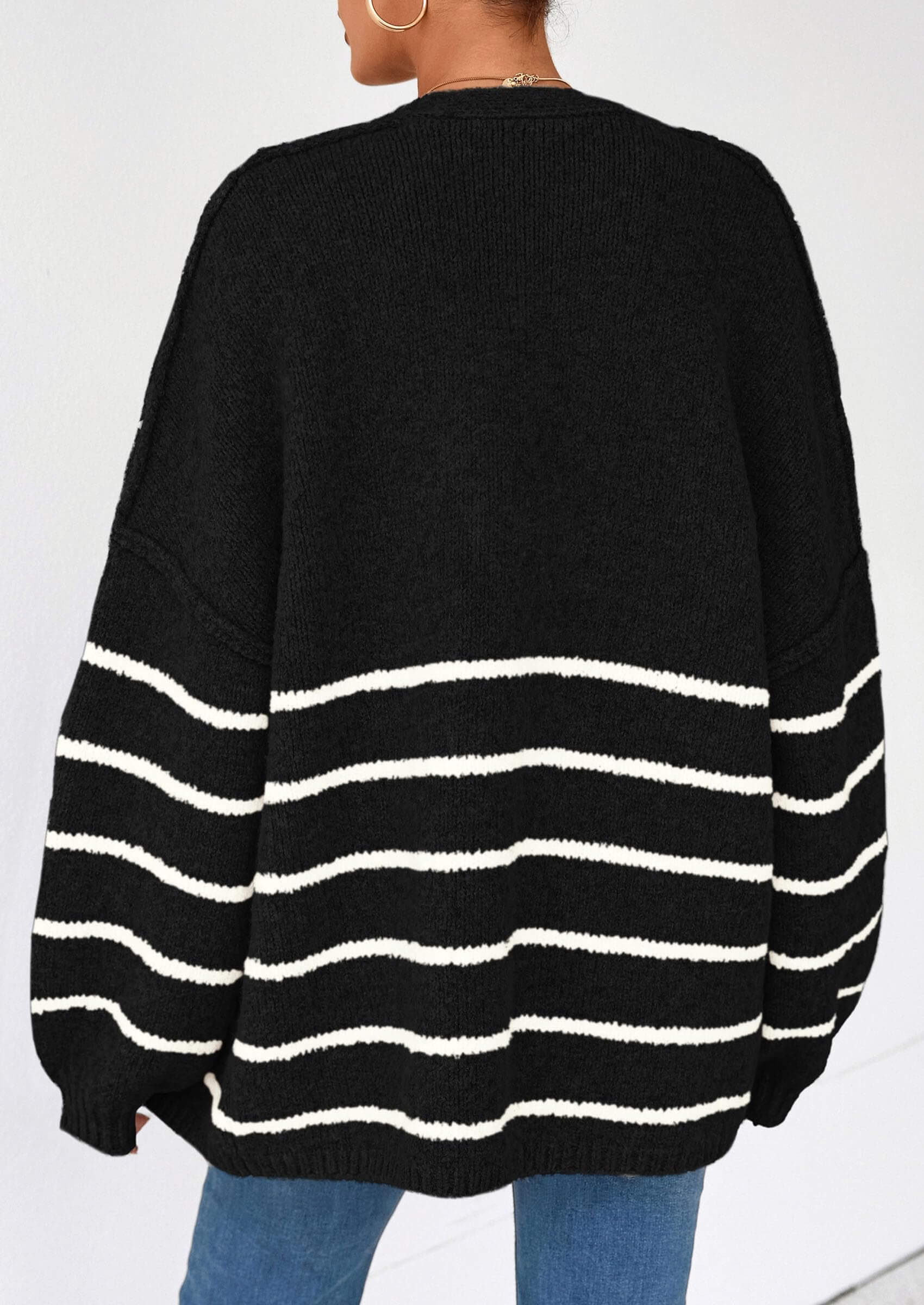 Women’s Oversized Lantern Sleeve Cardigan – Lightweight Fall Knit