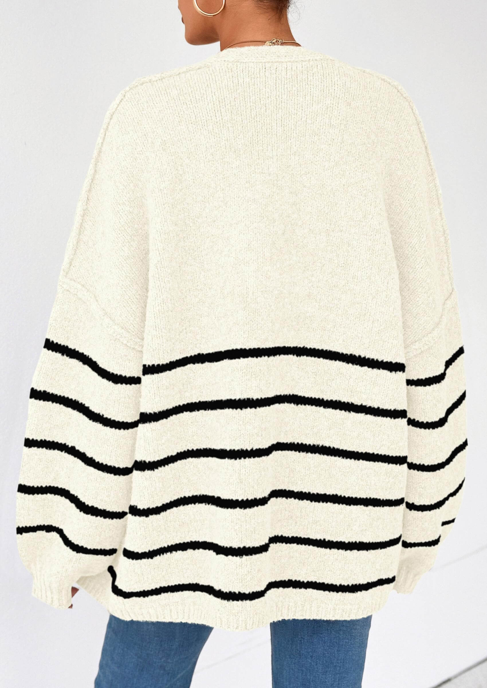 Women’s Oversized Lantern Sleeve Cardigan – Lightweight Fall Knit