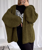 Women’s Oversized Lantern Sleeve Cardigan – Lightweight Fall Knit