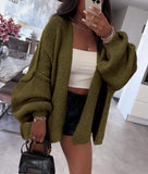 Women’s Oversized Lantern Sleeve Cardigan – Lightweight Fall Knit