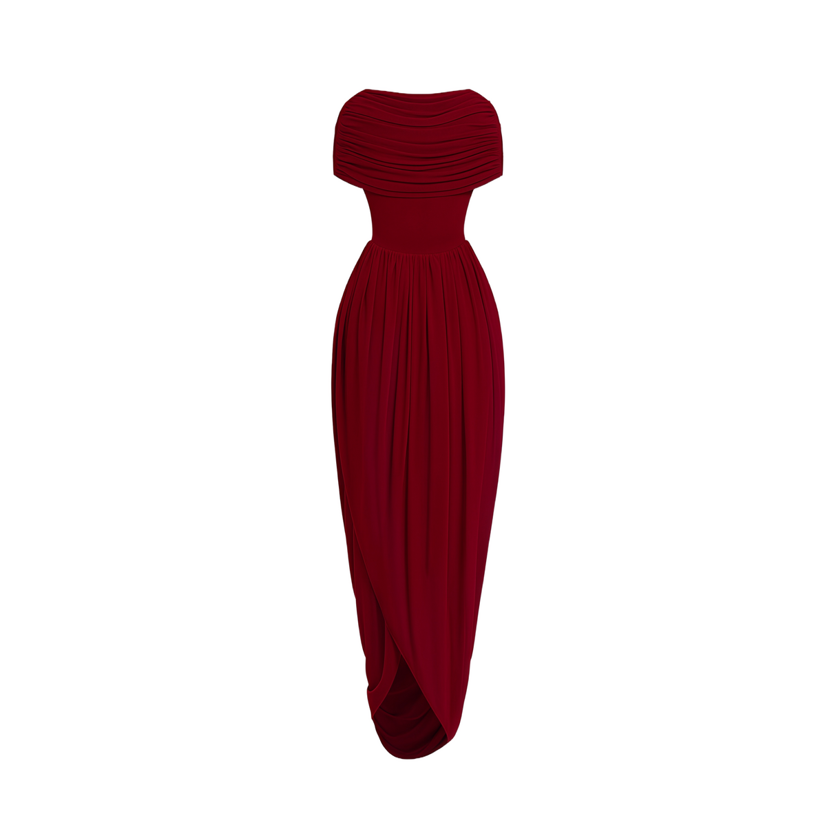 Aurohaya Gianna Burgundy Shawl Design Draped Maxi Dress