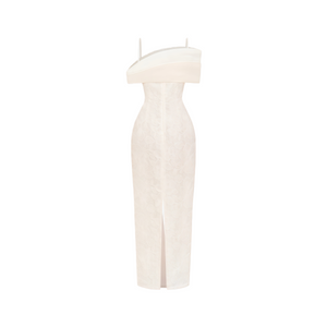 Aurohaya Ortensia Neutral Floral Lace Pencil Maxi Dress
