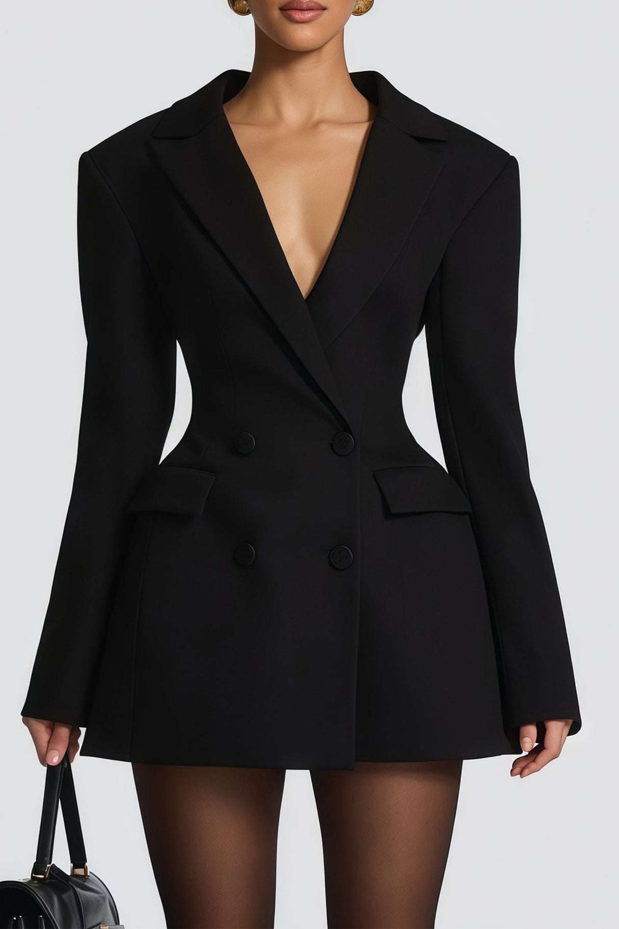 Aurohaya Osanne Black Double Breasted Blazer Mini Dress