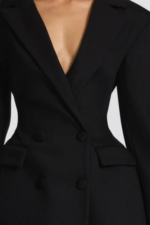 Aurohaya Osanne Black Double Breasted Blazer Mini Dress