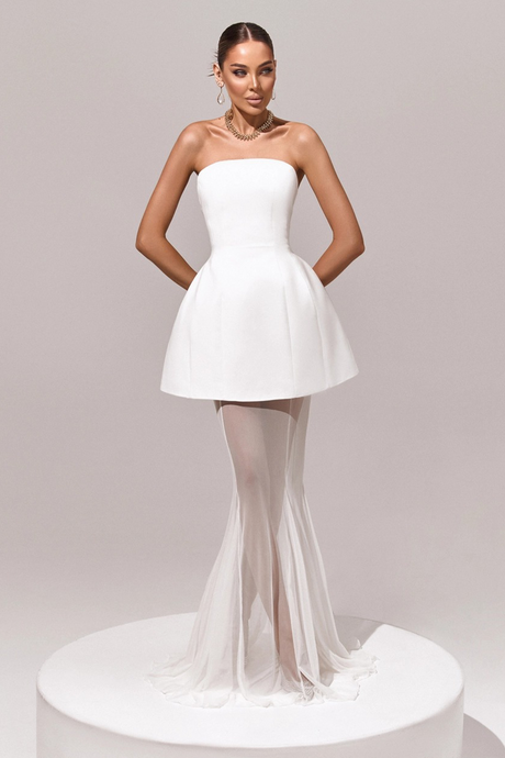 Aurohaya Mélanie White Corset Dress & Mesh Skirt Set