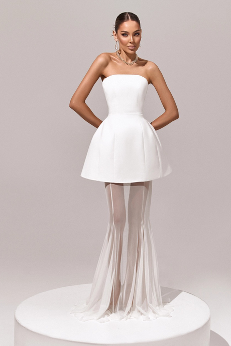 Aurohaya Mélanie White Corset Dress & Mesh Skirt Set
