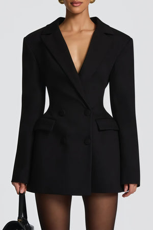 Aurohaya Osanne Black Double Breasted Blazer Mini Dress