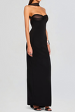 Miriam Black Open Back Maxi Gown with Bow
