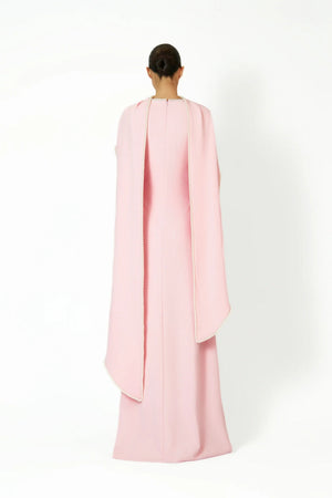 Aurohaya Piroska Pink Pearl Trim Shawl Detail Maxi Dress