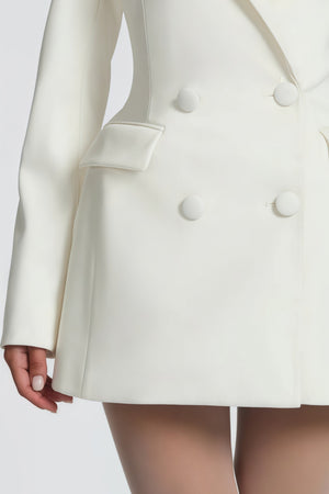 Aurohaya Osanne White Double Breasted Blazer Mini Dress