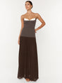 Aurohaya Ludivine Strapless Maxi Dress Brown