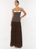 Aurohaya Ludivine Strapless Maxi Dress Brown
