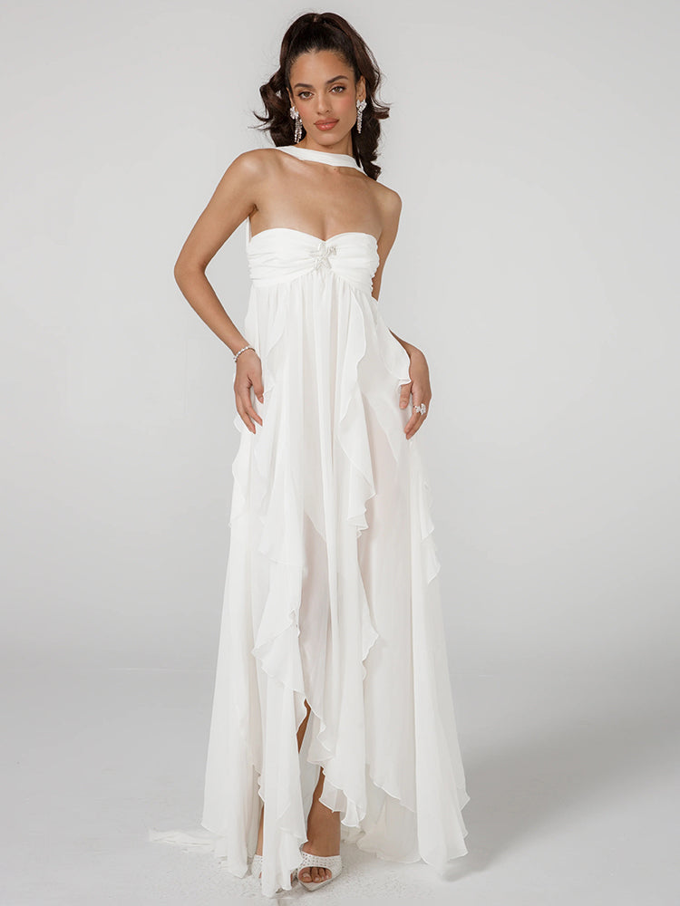 Aurohaya Éléna Halter Backless Maxi Dress