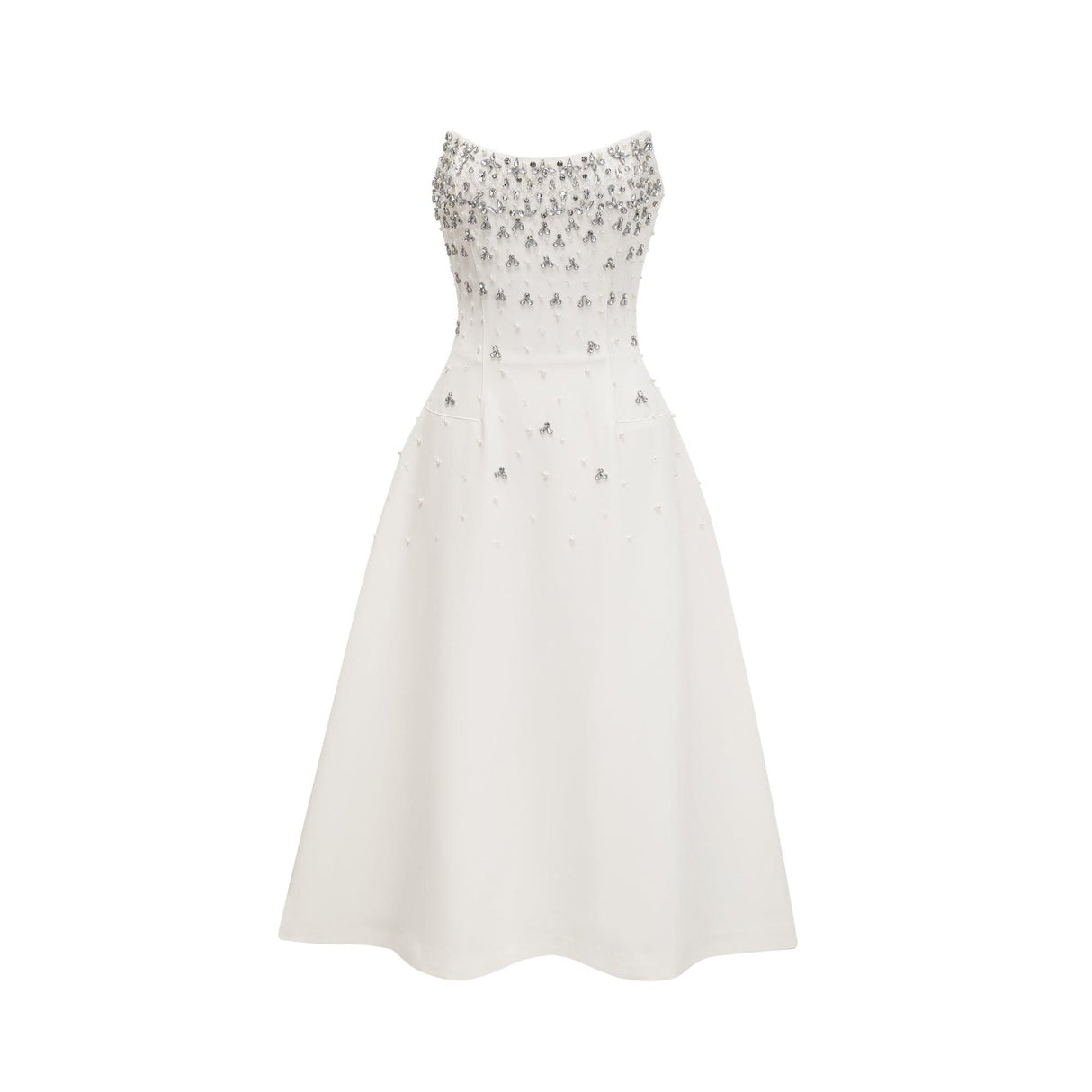 Aurohaya Melisande black embellished midi dress White