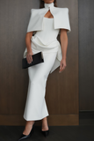 Felice White Structured Cape & Corset Dress Set