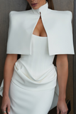 Felice White Structured Cape & Corset Dress Set