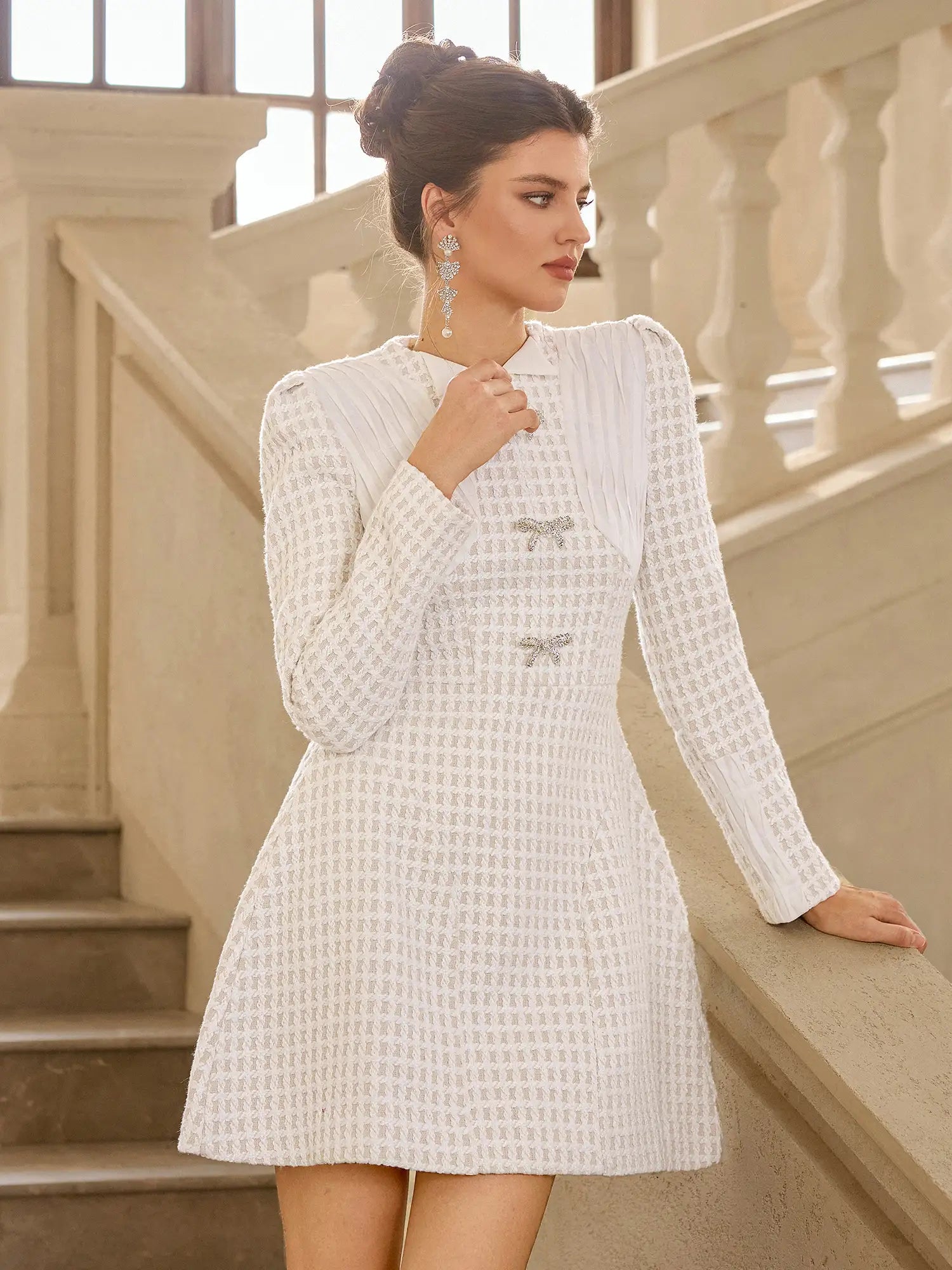 Aurohaya Danielle Long Sleeve A-Line Mini Dress