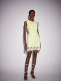 Aurohaya Liliane Sleeveless Lace Mini Dress Lemon Chiffon