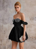 Aurohaya Amantine Strapless Bubble Mini Dress