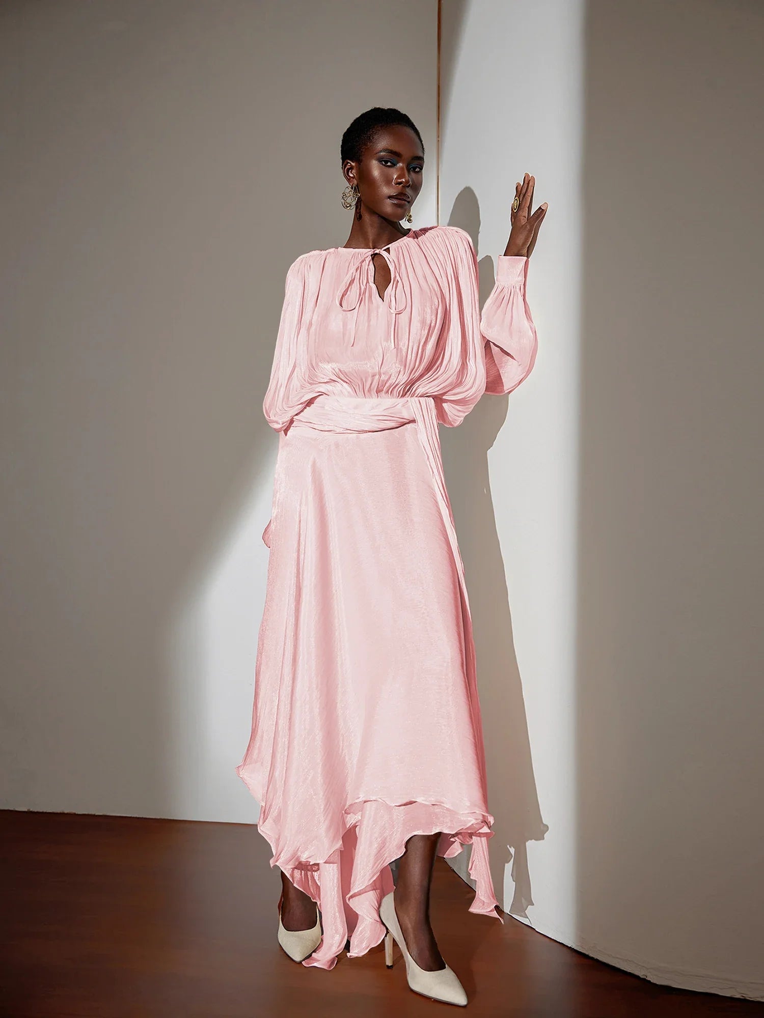 Aurohaya Gloria Long Sleeve Maxi Dress Dusty Rose