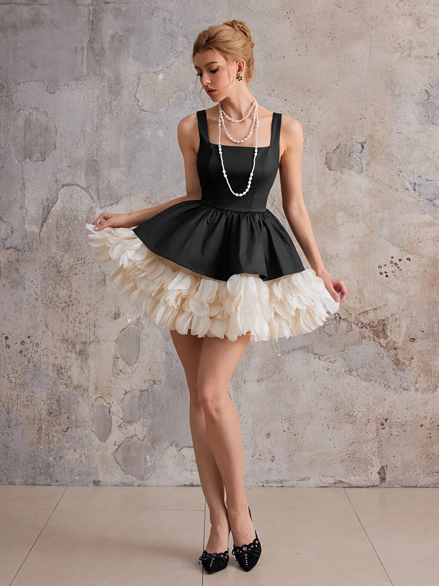 Aurohaya Solange Structured Peplum Mini Dress