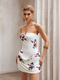 Aurohaya Adrienne Strapless Floral Mini Dress