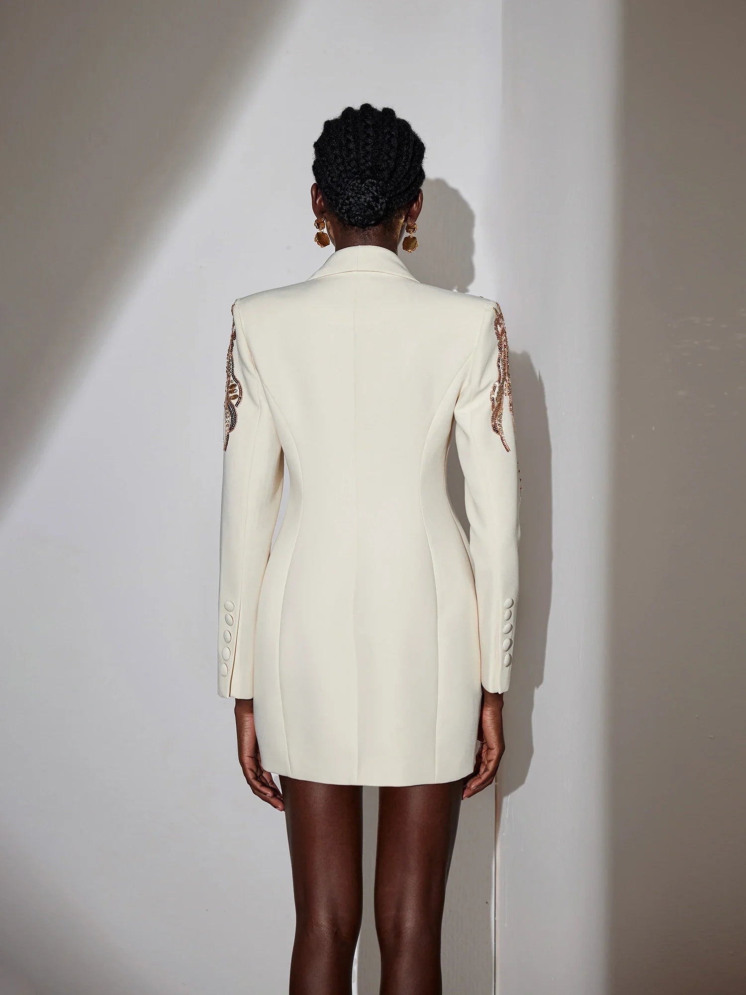 Aurohaya Simone Deep V-Neck Blazer Mini Dress