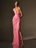 Aurohaya Rosalie One Shoulder Maxi Dress Pink
