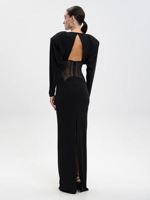 Aurohaya Raphaëlle Diamond Mesh Maxi Dress