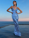Aurohaya Éliane Sequin Evening Maxi Dress