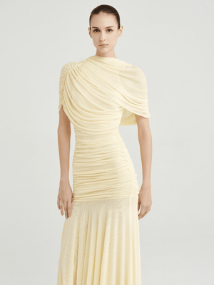 Aurohaya Mado One Shoulder Ruched Maxi Dress