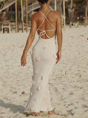 Aurohaya Knitted Floral Midi Dress