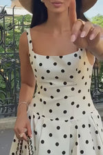 Madeleine Polka Dot Square Neck A-Line Midi Dress