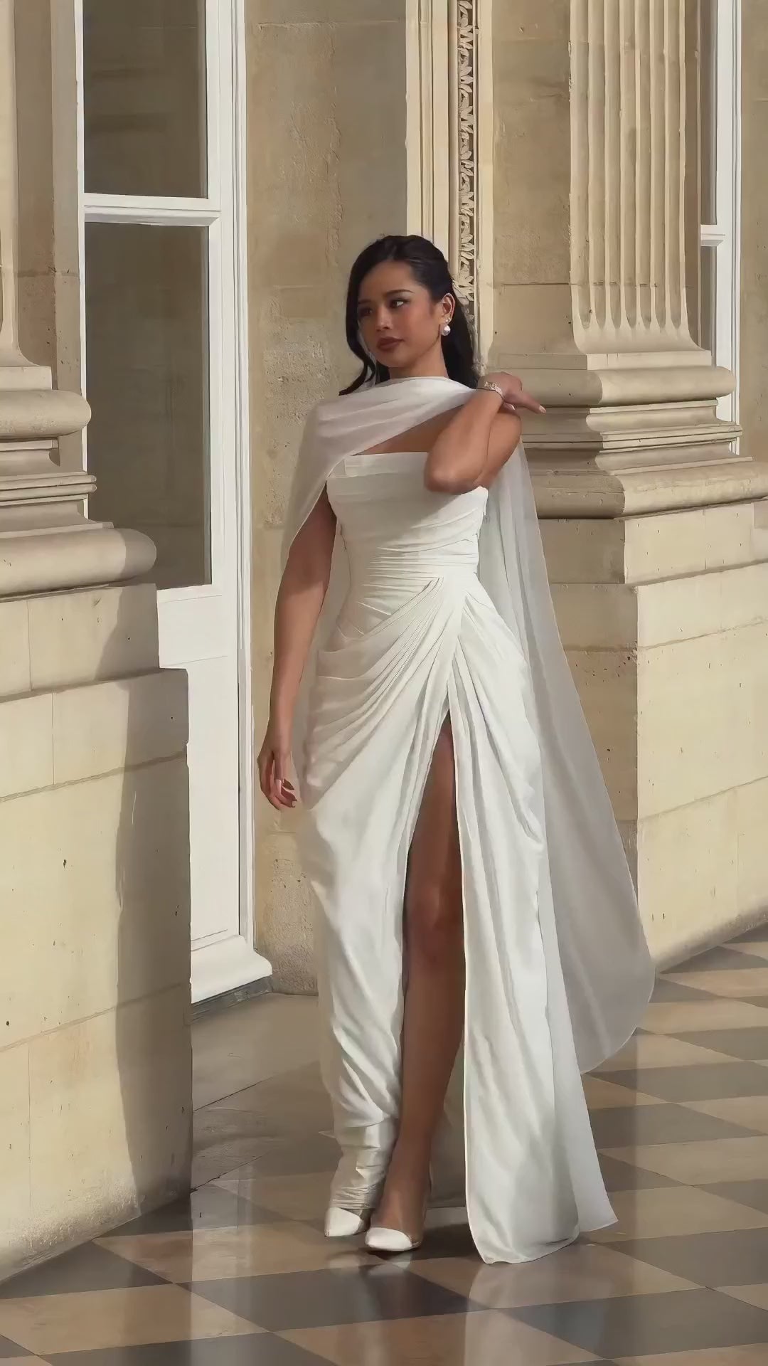 Azalée Strapless Draped High-Slit Maxi Dress