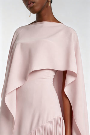 Apparat Fringed Maxi Dress with Shawl / Light Pink
