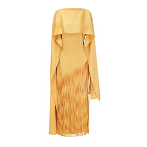 Apparat Fringed Maxi Dress with Shawl / Yellow