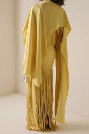 Apparat Fringed Maxi Dress with Shawl / Yellow